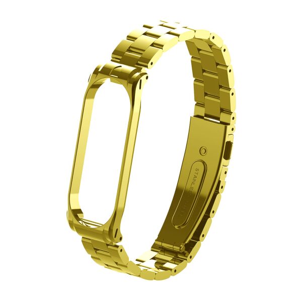 

Металлический ремешок к браслету Mi Band 3 / 4 крупные звенья Gold