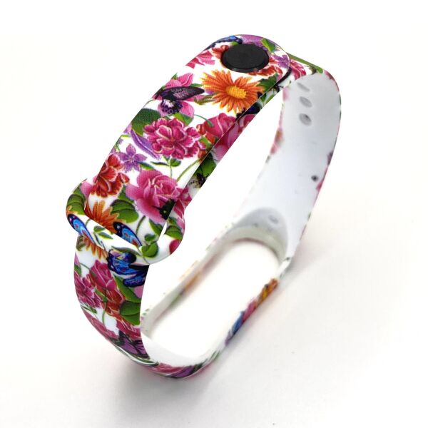 

Ремешок к браслету Mi band ми бенд 3 / 4 силиконовый с рисунком Roses