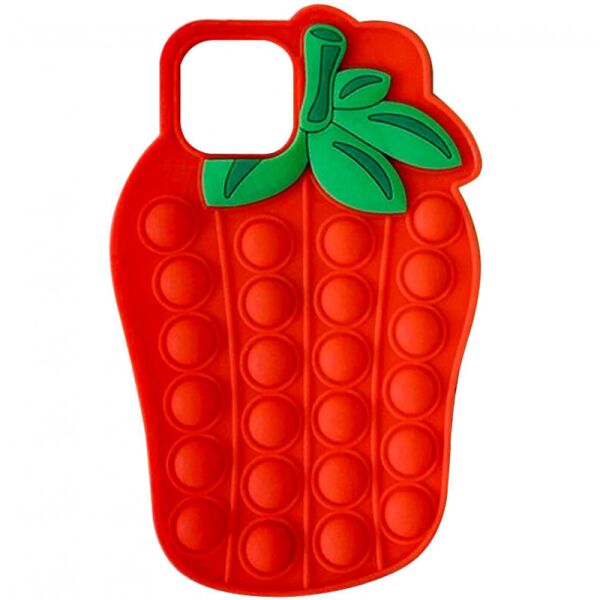 

Фигурный силиконовый 3D чехол-антистресс Pop it Bubble Клубника для iPhone 12 Pro (Красный) (1160150)