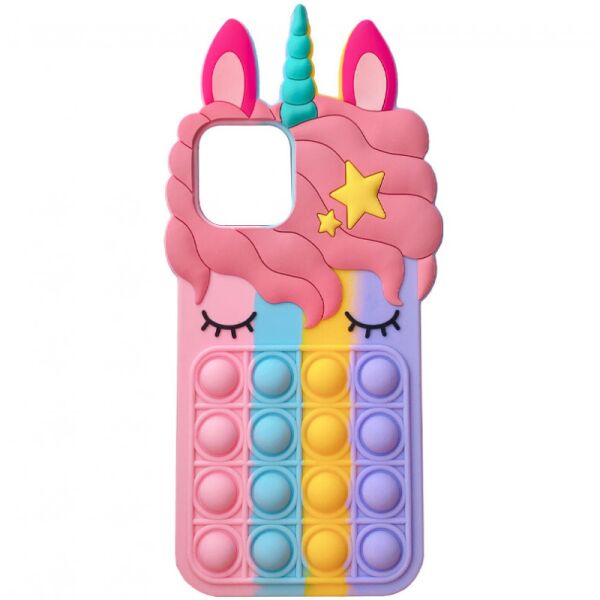 

Фигурный силиконовый 3D чехол-антистресс Pop it Bubble Unicorn для Apple iPhone 12 Pro Max (6.7") (Разноцветный) (1160297)