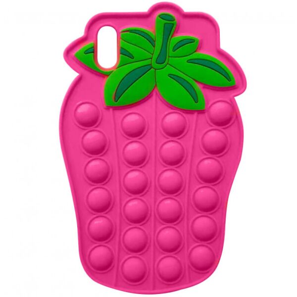 

Фигурный силиконовый 3D чехол-антистресс Pop it Bubble Клубника для iPhone X (5.8") (Розовый) (1160160)