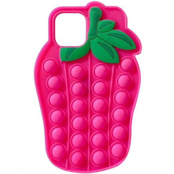 

Фигурный силиконовый 3D чехол-антистресс Pop it Bubble Клубника для Apple iPhone 11 Pro Max (6.5") (Розовый) (1160148)