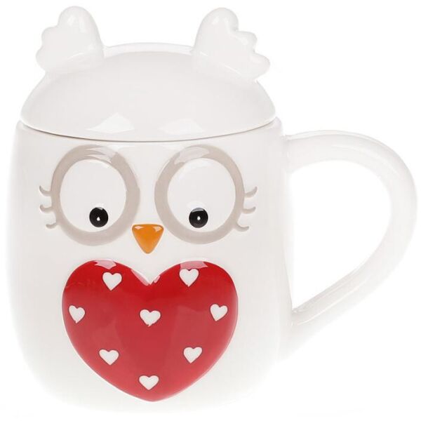

Кружка "Совушка с сердцем" 460мл керамическая с крышкой