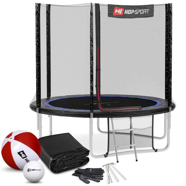 

Батут Hop-Sport 8ft (244cm) черно-синий с внешней сеткой