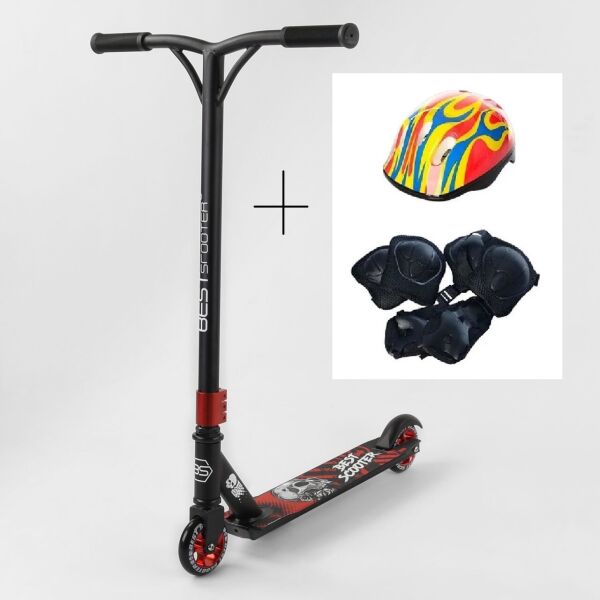 

Самокат трюковый Best Scooter двухколесный колеса 100 мм алюминиевый диск Красно-черный с защитой (444883161)