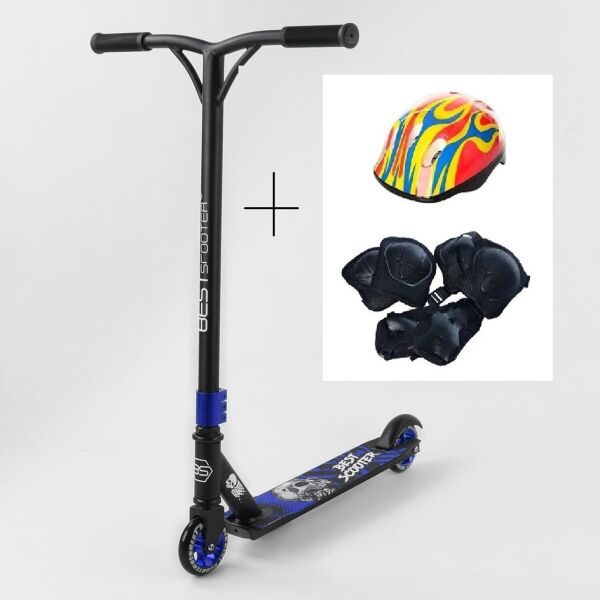 

Самокат трюковый Best Scooter двухколесный колеса 100 мм алюминиевый диск Черно-синий с защитой (334883161)
