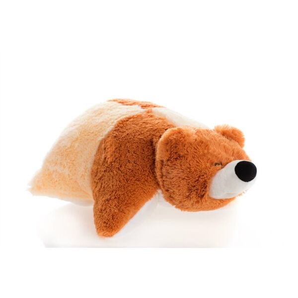 

Подушка Алина мишка 55 см коричневый и персиково-белый