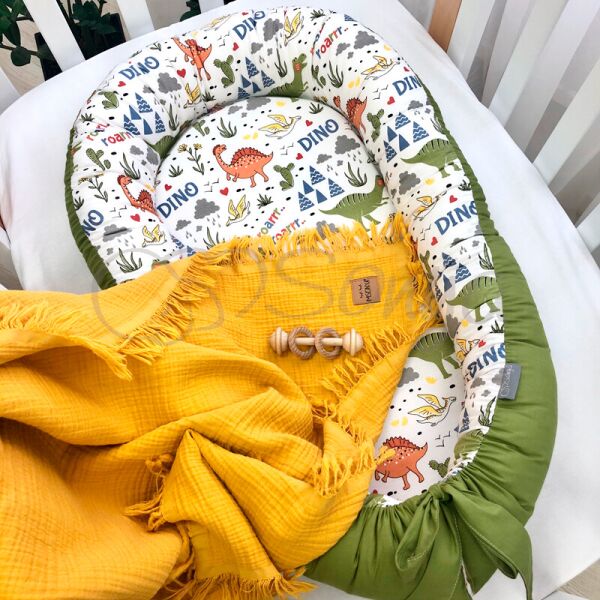 

Кокон гнездышко для новорожденных Baby Design Дино олива 90*65 см