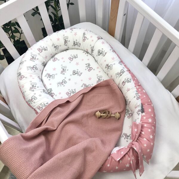 

Кокон позиционер для новорожденных Baby Design Baby серо-пудровый 90*65 см