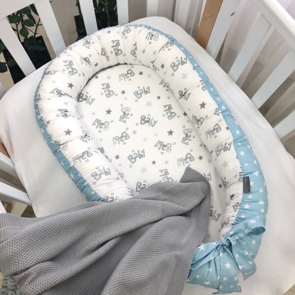 

Кокон позиционер для новорожденных Baby Design Baby серо-голубой 90*65 см