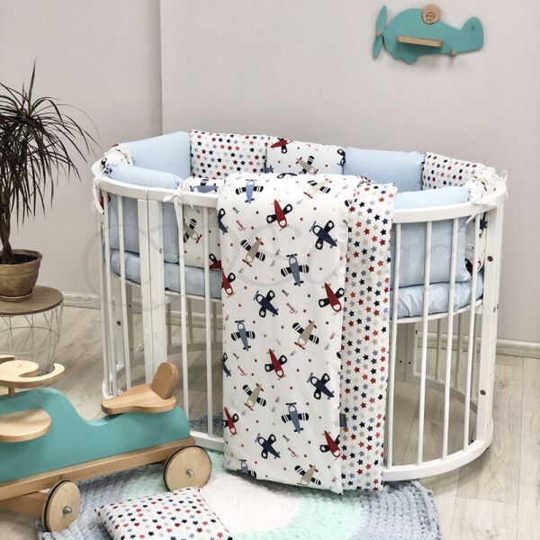 

Комплект детского постельного белья в овальную кроватку Baby Design Аэроплан (6 предметов)