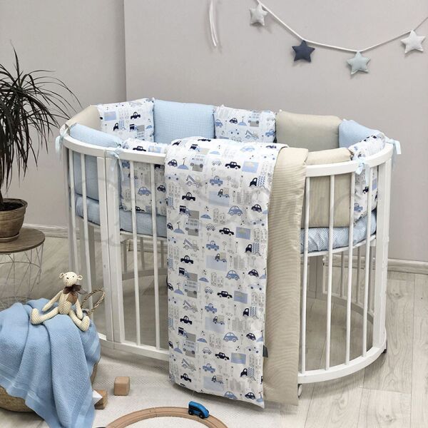 

Постельное в овальную детскую кроватку Baby Design Stars City 120*60