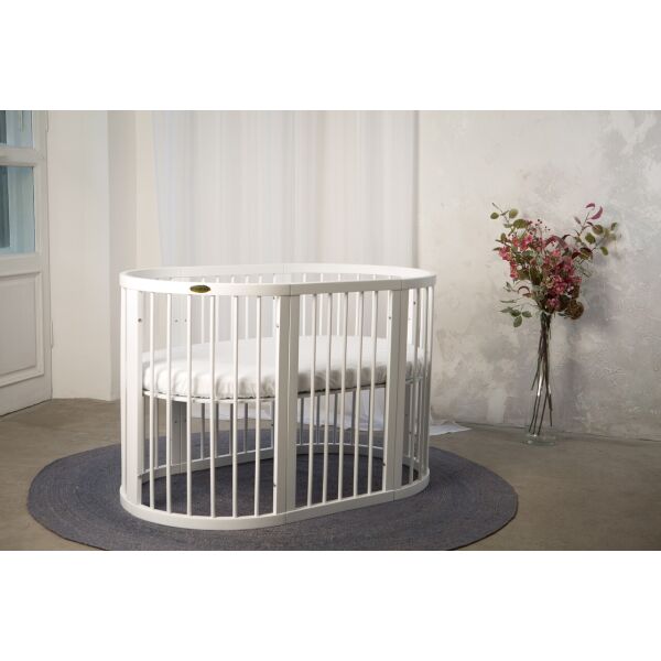 

Овальная/круглая кроватка-трансформер 9-в-1 SMART BED Round 72/120 белая