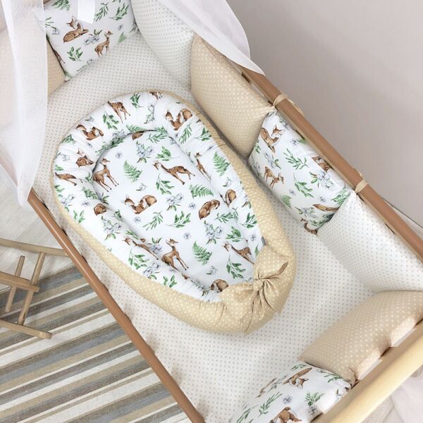 

Кокон позиционер для новорожденных Baby Design Олени бежевые 90х65 см