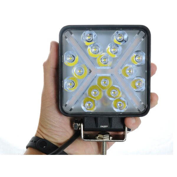 

Дополнительные светодиодные фары LED Лидер 48W 4063 квадратные дальний+ДХО