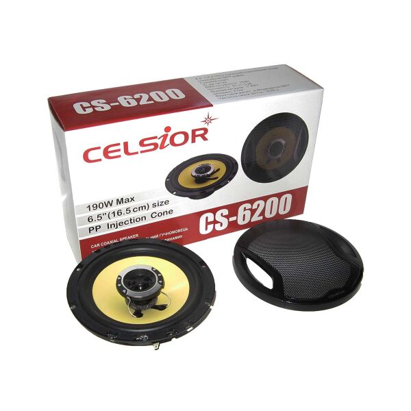 

Колонки для авто 16 см Celsior CS-6200 yellow