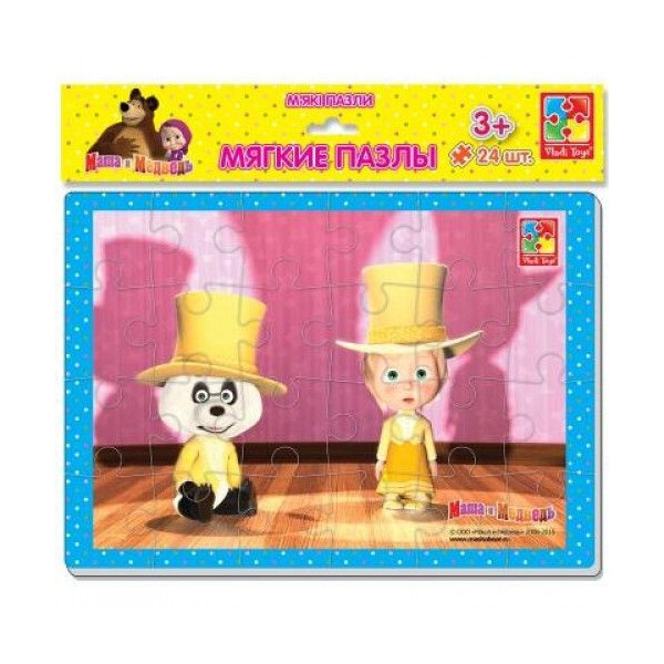 

Мягкие пазлы Vladi Toys А4 Маша и Медведь 24 элемента (TOY-24482)