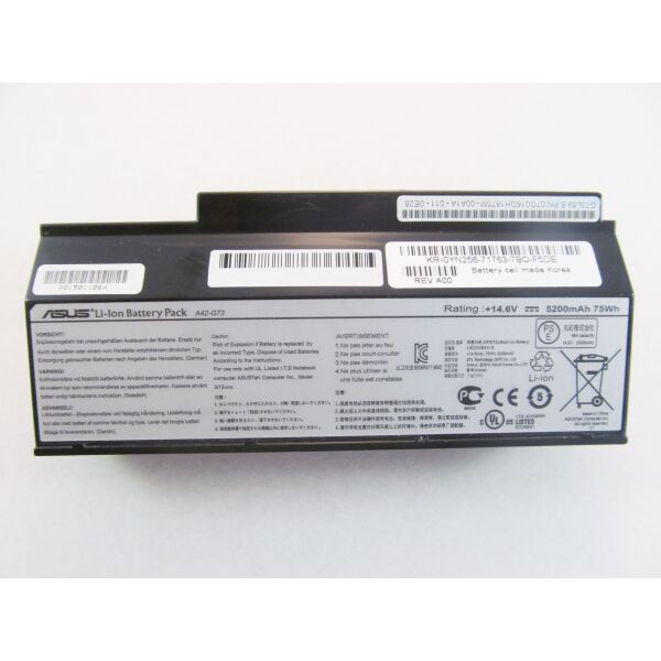 

Батарея для ноутбука Asus A42-G73, 5200mAh (75Wh), 8cell, 14.6V, Li-ion, черная,
