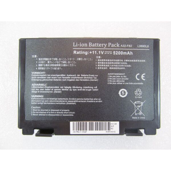 

Батарея для ноутбука Asus A32-F82, 5200mAh, 6cell, 11.1V, Li-ion, черная,