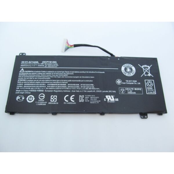 

Батарея для ноутбука Acer AC14A8L, 4605mAh (52.5Wh), 3cell, 11.4V, Li-ion, черная,