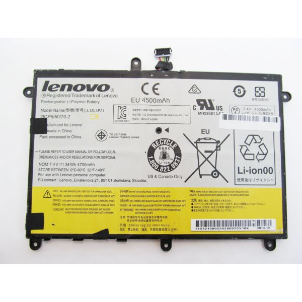 

Батарея для ноутбука Lenovo Yoga 2 Pro 11" L13L4P21, 34Wh (4700mAh), 2cell, 7.4V, Li-Po, черная,