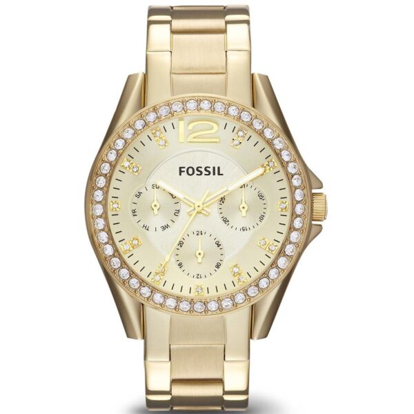 

Часы наручные женские FOSSIL ES3203 кварцевые, на браслете, цвет желтого золота, США