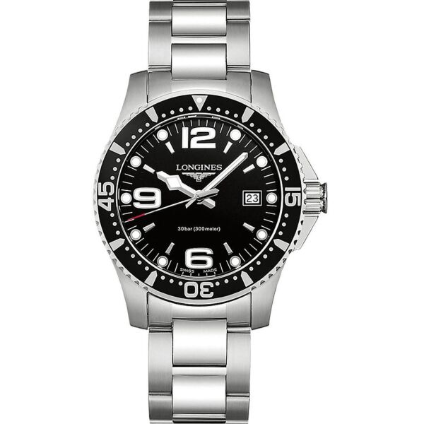 

Часы наручные мужские LONGINES HYDROCONQUEST L3.740.4.56.6 кварцевые, водостойкие, индикация заряда батареи