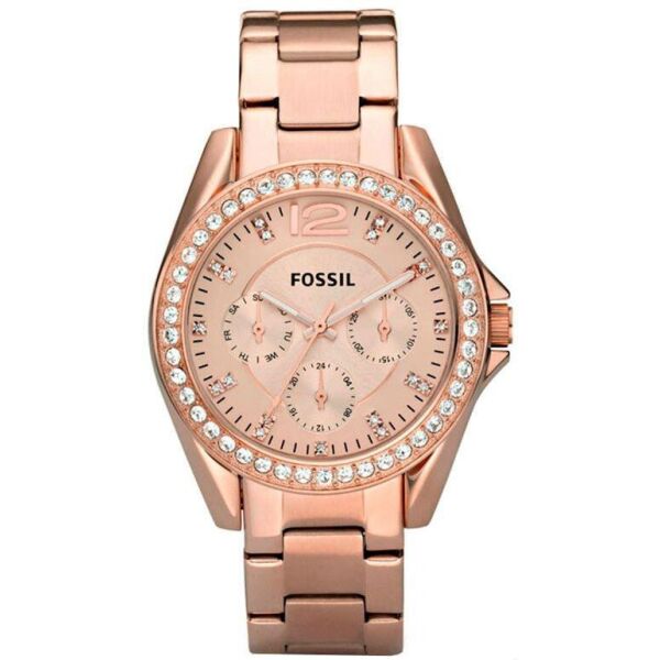 

Часы наручные женские FOSSIL ES2811 кварцевые, с фианитами, цвет розового золота, США