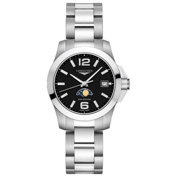 

Часы наручные женские LONGINES CONQUEST L3.381.4.58.6 кварцевые с датой и указателем фазы Луны