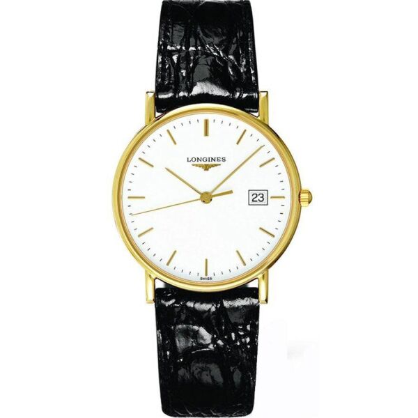 

Часы наручные женские LONGINES PRESENCE L4.743.6.12.0 кварцевые, глянцевый ремешок из кожи аллигатора