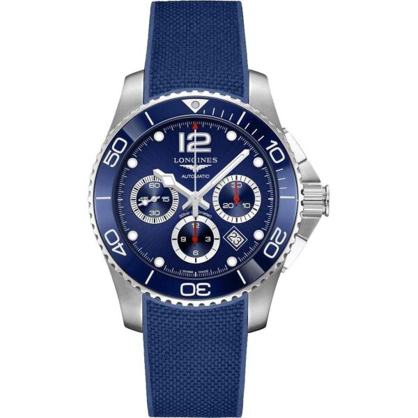 

Часы наручные мужские LONGINES HYDROCONQUEST L3.883.4.96.9, автоподзавод, синий каучуковый ремешок
