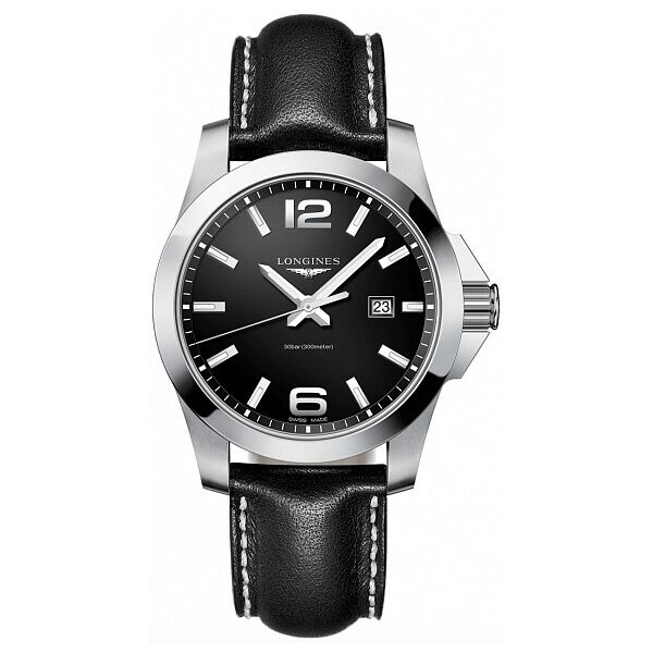 

Часы наручные мужские LONGINES CONQUEST L3.760.4.56.3, кварц, водозащита 300WR, кожаный ремешок