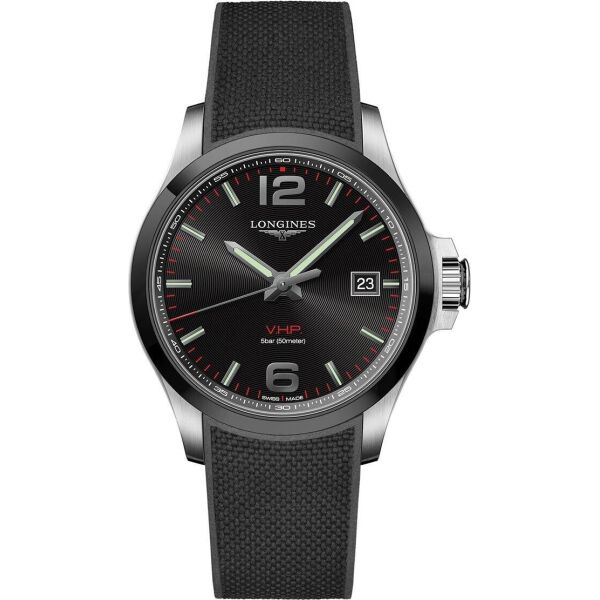 

Часы наручные мужские LONGINES CONQUEST V.H.P. L3.729.4.56.9 кварцевые, каучуковый ремешок