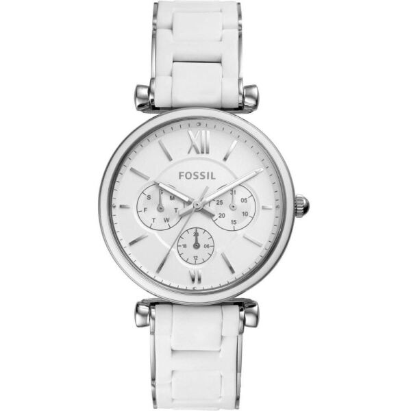 

Часы наручные женские FOSSIL ES4605 кварцевые, каучуковый ремешок, белые, США