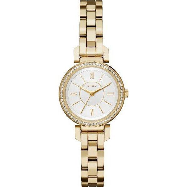 

Часы наручные женские DKNY NY2634 кварцевые, с кристаллами, цвет желтого золота, США