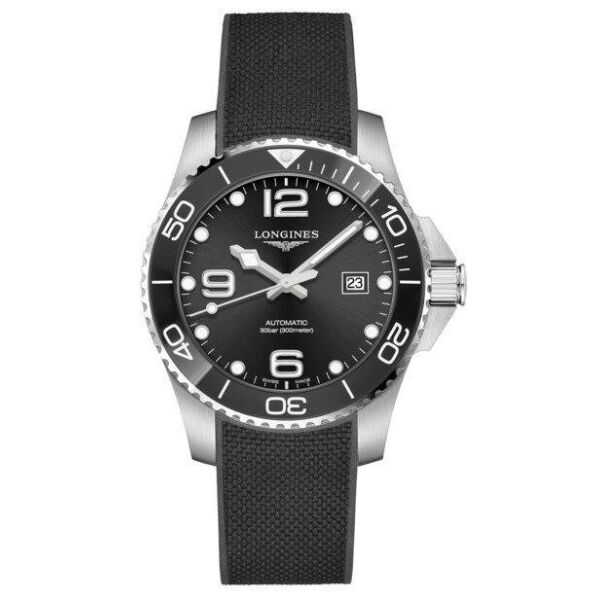 

Часы наручные мужские LONGINES HYDROCONQUEST L3.782.4.56.9 дайверские, автоподзавод, черный каучуковый ремешок