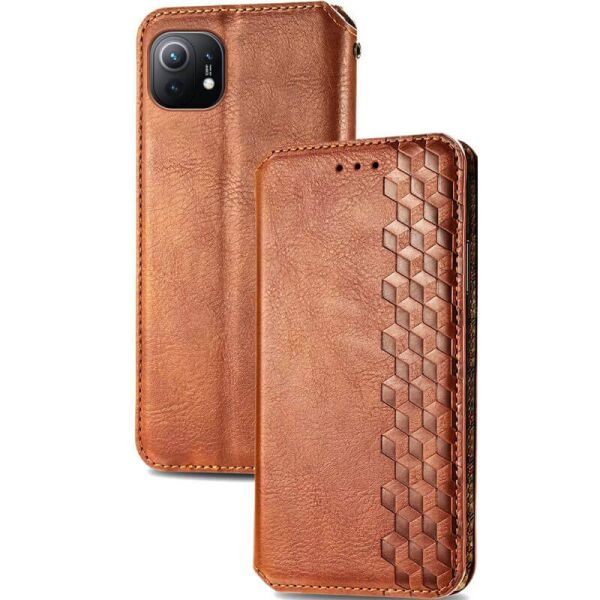 

Кожаный чехол книжка GETMAN Cubic (PU) для Xiaomi Mi 11 Коричневый