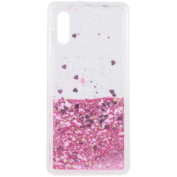 

TPU чехол Liquid hearts для Samsung Galaxy A02 Розовый