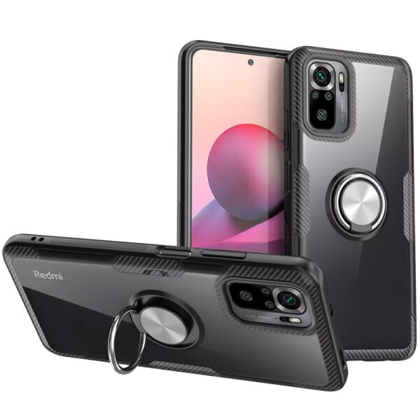 

TPU+PC чехол Deen CrystalRing for Magnet (opp) для Xiaomi Redmi Note 10 Бесцветный / Черный