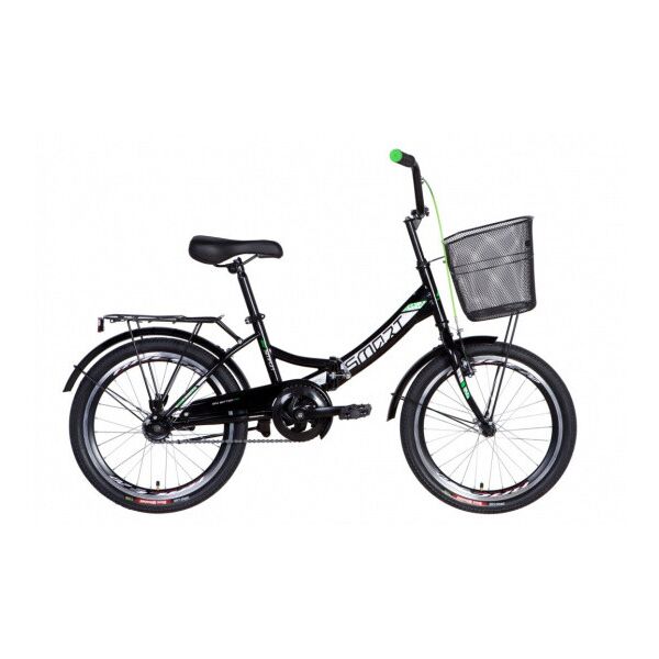 

Велосипед 20" Formula Smart с корзиной 2021 Рама x13" Черно-зеленый ES 1437