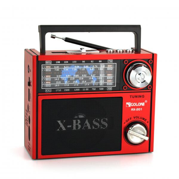 

Радиоприемник GOLON RX-201 usb sd card FM/AM/SW фонарик Красный (20053100240)