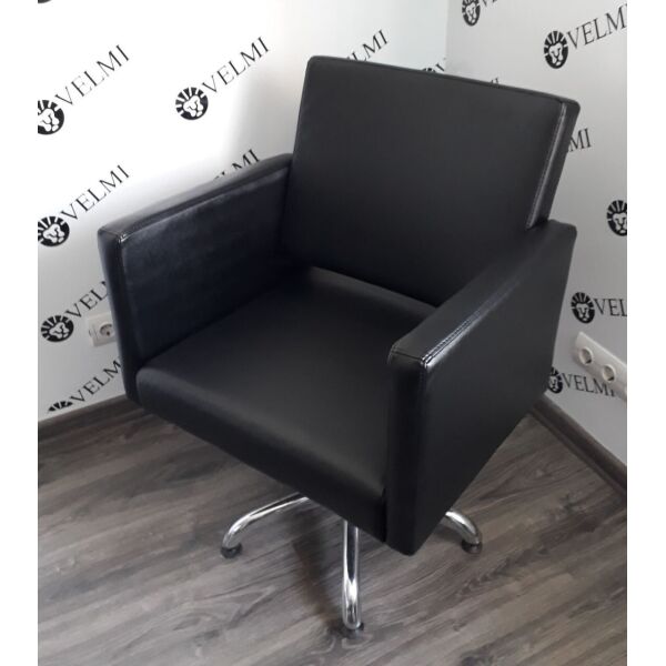 

Кресло парикмахерское Sheryl на гидравлике Крестовина Хром, КЗ Vicenza White (Velmi TM) Zeus Black