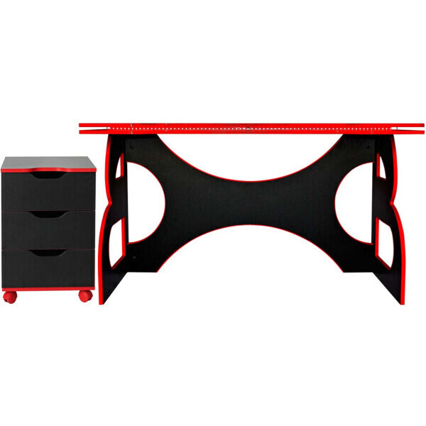 

Стол с мобильной тумбой+подсветка Game LED Blue HG-04/LED/CUP-04 Черный/Синий (Barsky ТМ)