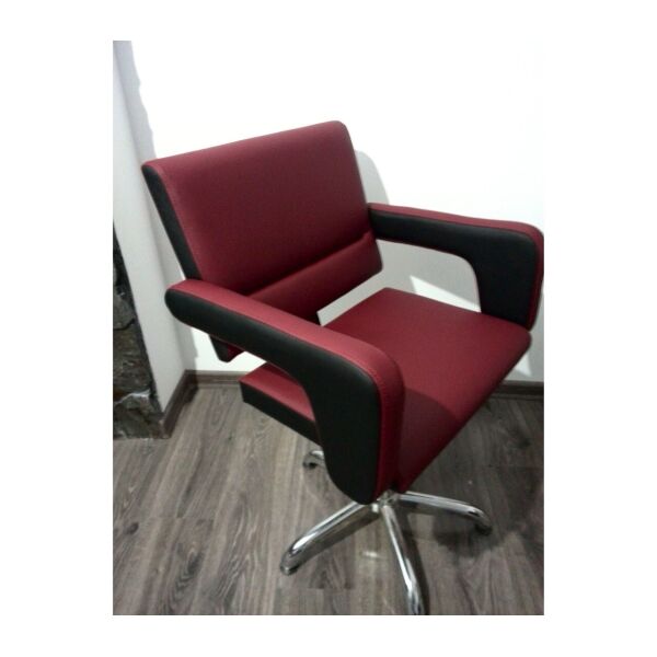 

Кресло парикмахерское Flamingo на пневматике Крестовина Хром, КЗ Vicenza Crimson/ Grizzly (Velmi TM)