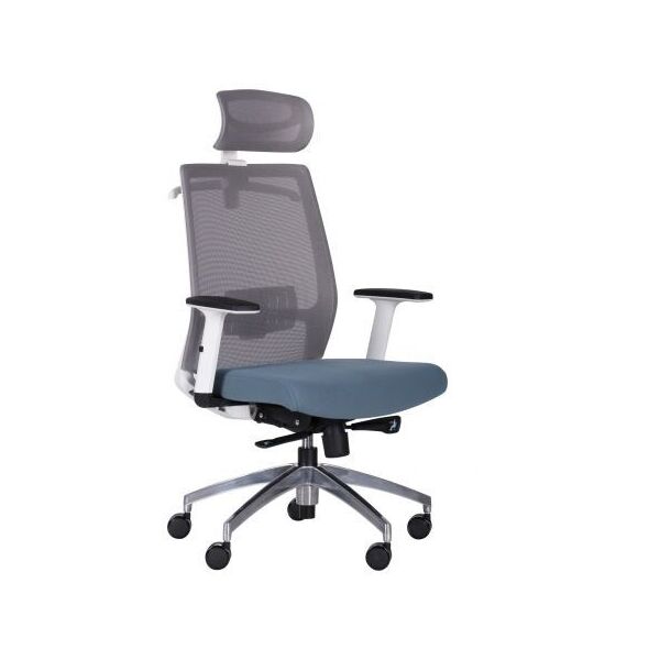 

Кресло офисное Install подлокотники белые крестовина Alum, обивка Grey (AMF-ТМ) Grey/Skyline