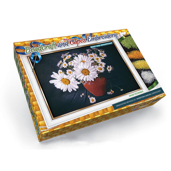 

Набор для вышивки бисером и лентами Dankotoys Ромашки БВ-01Р-01 (11612)
