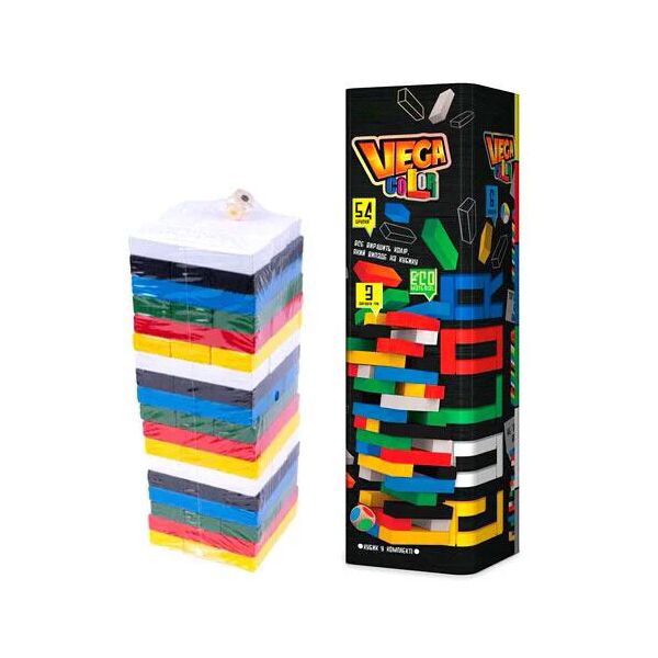 

Настольная игра F&D Дженга Башня Jenga Vega Color Джанга GVC-01U, 54 бруска