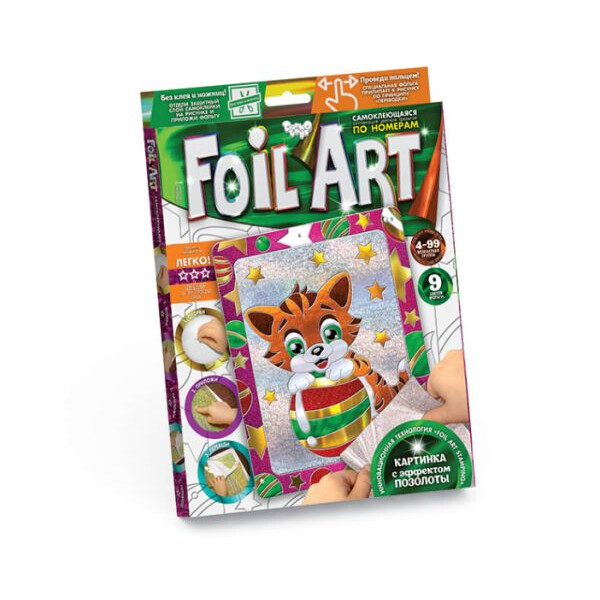 

Аппликация разноцветной фольгой Dankotoys FOIL ART Котик (TOY-38606)