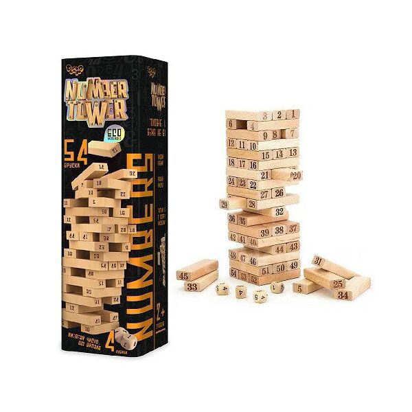 

Настольная игра F&D Дженга Башня Jenga Number Tower Джанга NT-01U, 54 бруска