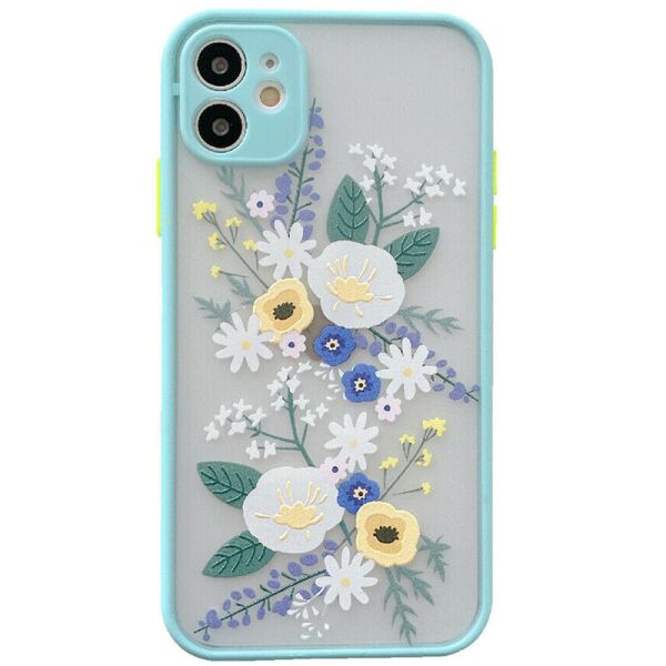 

TPU+PC чехол Picture Color Buttons full camera для Apple iPhone 11 (6.1") (Бирюзовый / Цветы) (1163069)